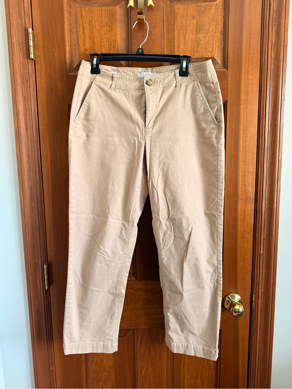 LOFT Cropped Tan/Khaki Mid rise Chino Pants